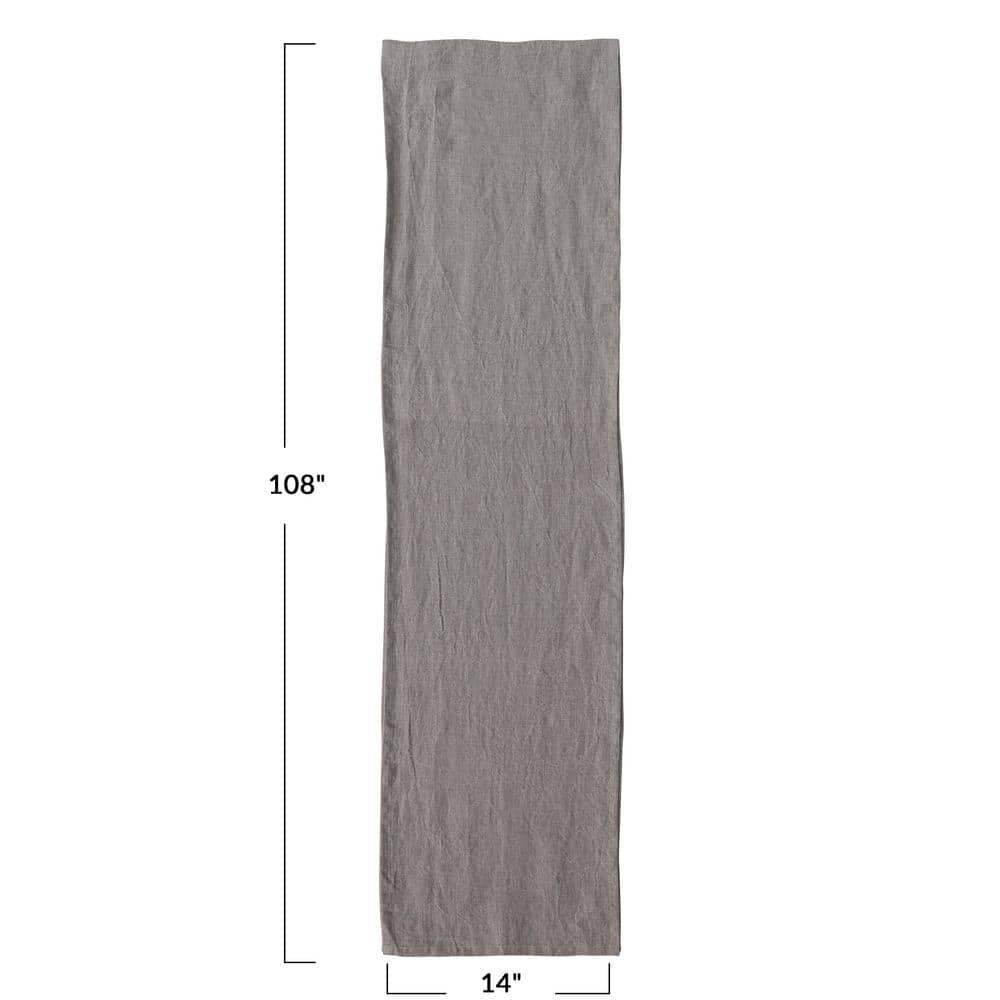 Natural Gray Stonewashed Linen Table Runner, 108 Inches Long
