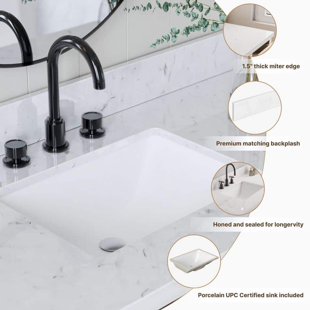 Cambridge 48.25" Oak Single Sink Vanity with Quartz Top