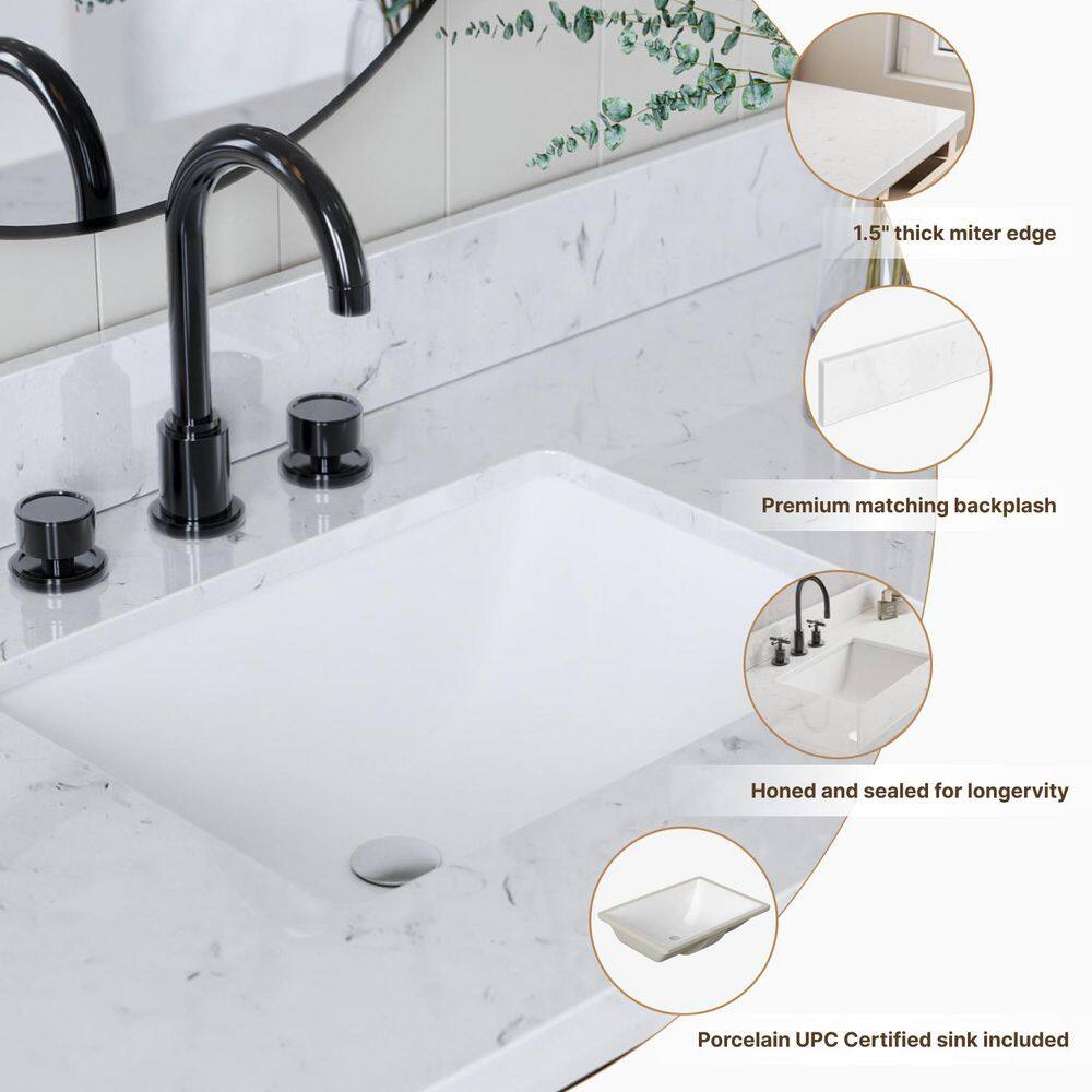 White Double Freestanding Bathroom Vanity with Quartz Top