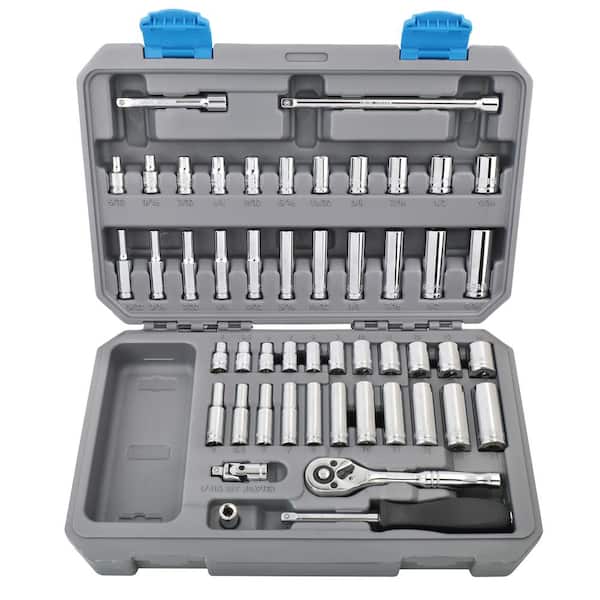 Apollo 1/4 in. Drive SAE and Metric Socket Set (50-Piece)