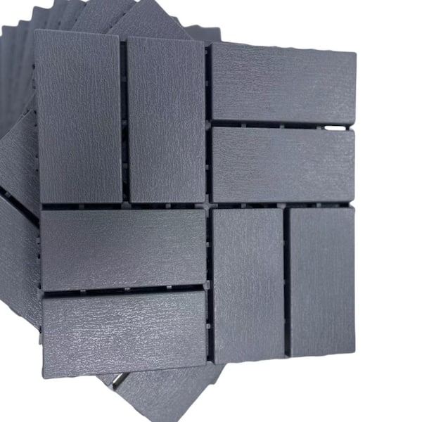 Amucolo 12 in. x 12 in. Waterproof Composite Interlocking Deck Tiles in Gray for Poolside, Balcony, Backyard (Set of 36 Tiles)