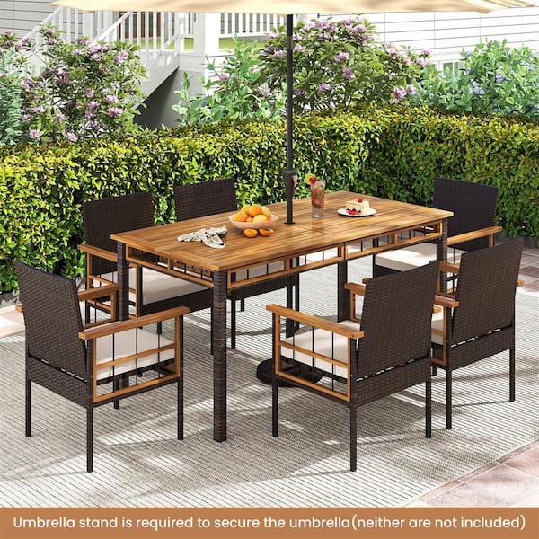 inexpensive patio sets with umbrella PHI VILLA Furniture Set for 4,Swivel Mesh Dining Chairs Crafted with rust Patio Dining Set Inexpensive Patio