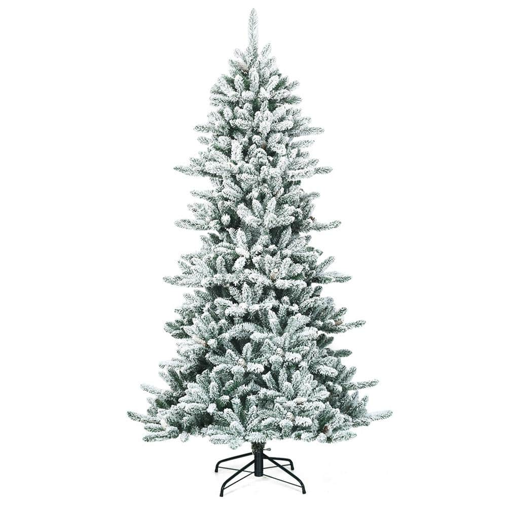 Gymax 8 ft. Artificial Christmas Tree Hinged Tree with Pine Cones Metal  Stand GYM05972 - The Home Depot