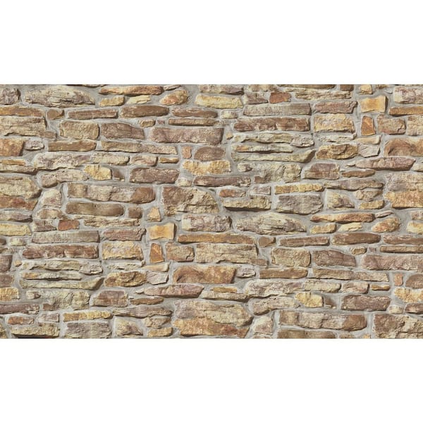 Bricks and More Collection Brown Rustic Stone Wall Matte Finish Vinyl ...