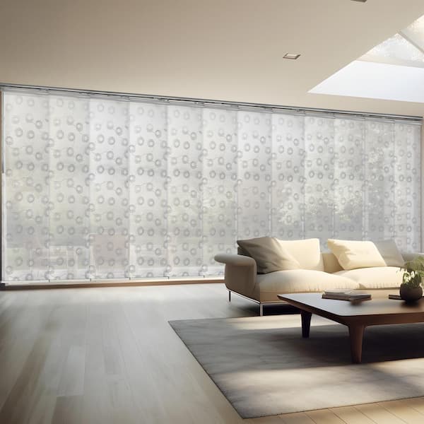 EMOH Serpentine 140 in. x 260 in. W x 94 in. L Adjustable 12-Panel Satin Nickel Double Rail Panel Track with 23.5 in. Slates