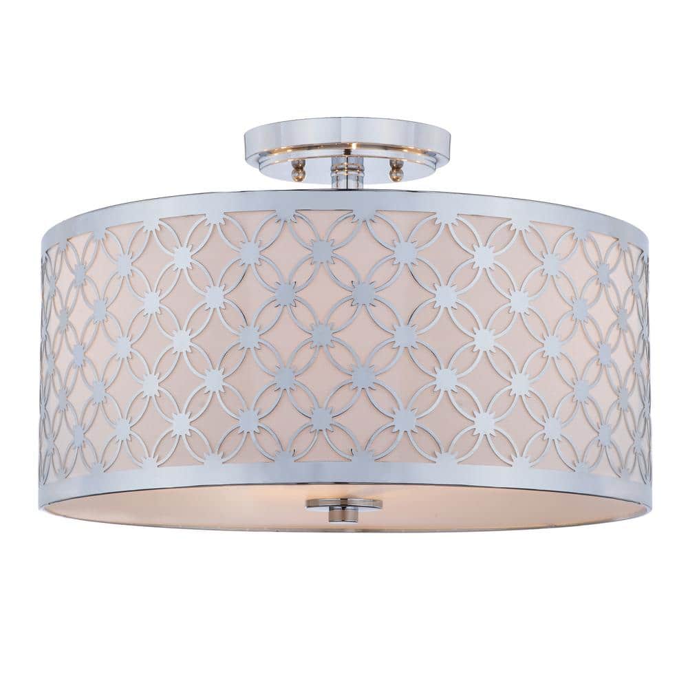 Retro Chic 16" Chrome Drum Flush Mount Ceiling Lamp