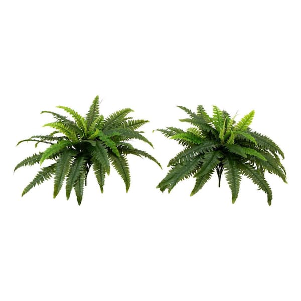 15 in. UV Resistant Artificial Boston Fern (Indoor/Outdoor)-(Set of 2)