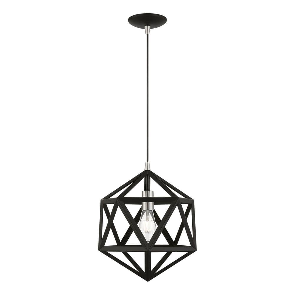 Black and Brushed Nickel Geometric Mini Pendant Light