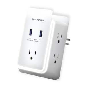 Wall Power 5 Power-Outlets/2 USB Ports Surge Protection Wall Adapter Tap with Nightlight and Docking Shelf