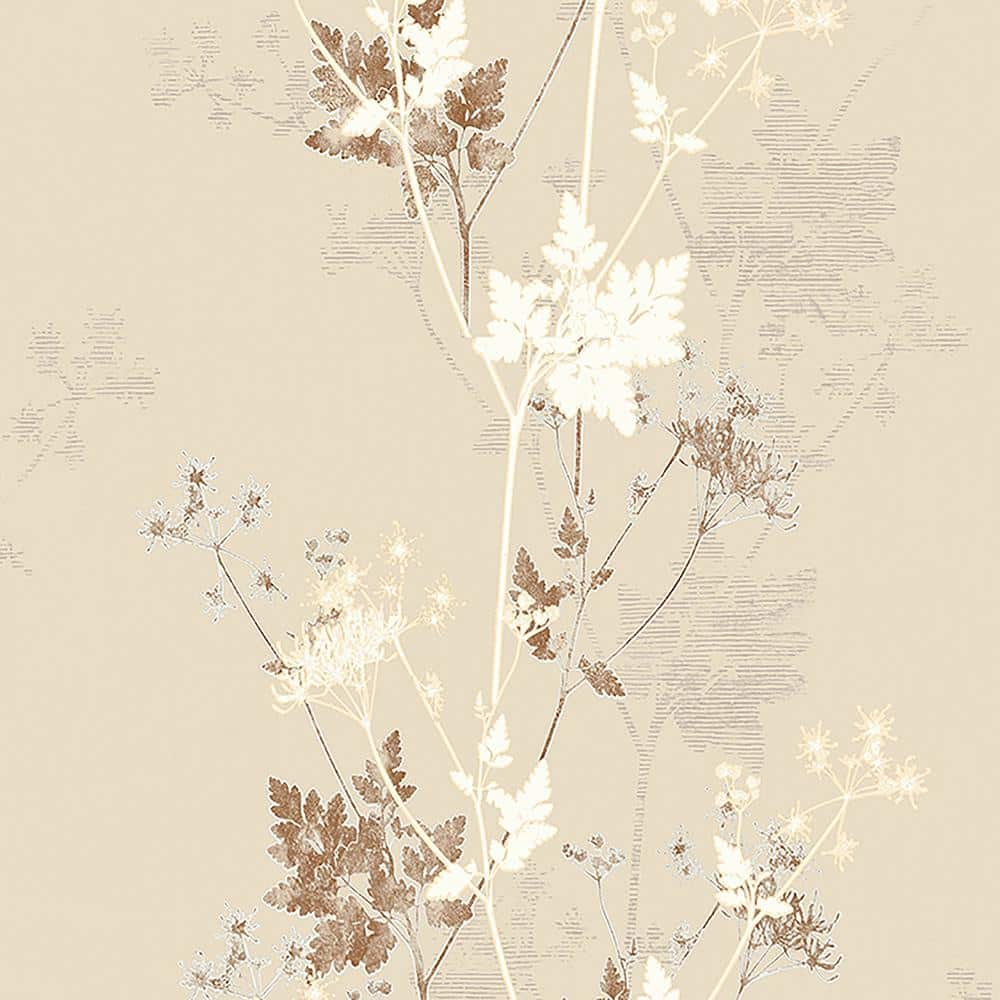 Tara Cream Sprig Paper Strippable Wallpaper (Covers 57.8 sq. ft.)
