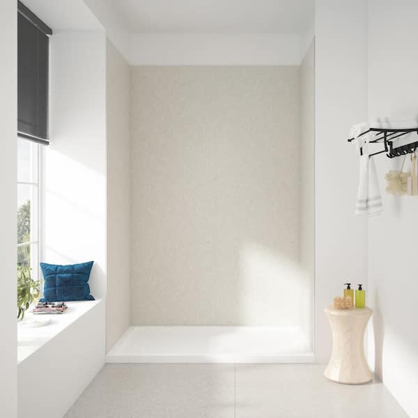 Arroyo Alcove Shower Walls 60 in. x 36 in. x 80 in. in Greige Stone