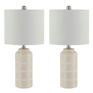 Rhett 21 in. Ivory Table Lamp with White Shade (Set of 2)