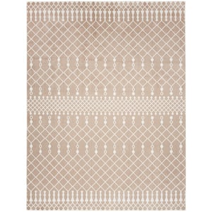 Astra Machine Washable Taupe 9 ft. x 12 ft. Moroccan Transitional Area Rug