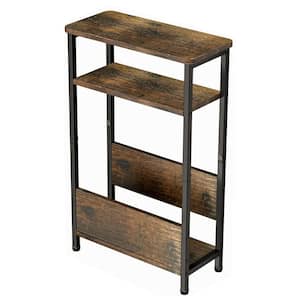 Brown Magazine Rack Rustic Brown 15.7 in. x 25.6 in. Wood Freestanding Magazine Rack ...