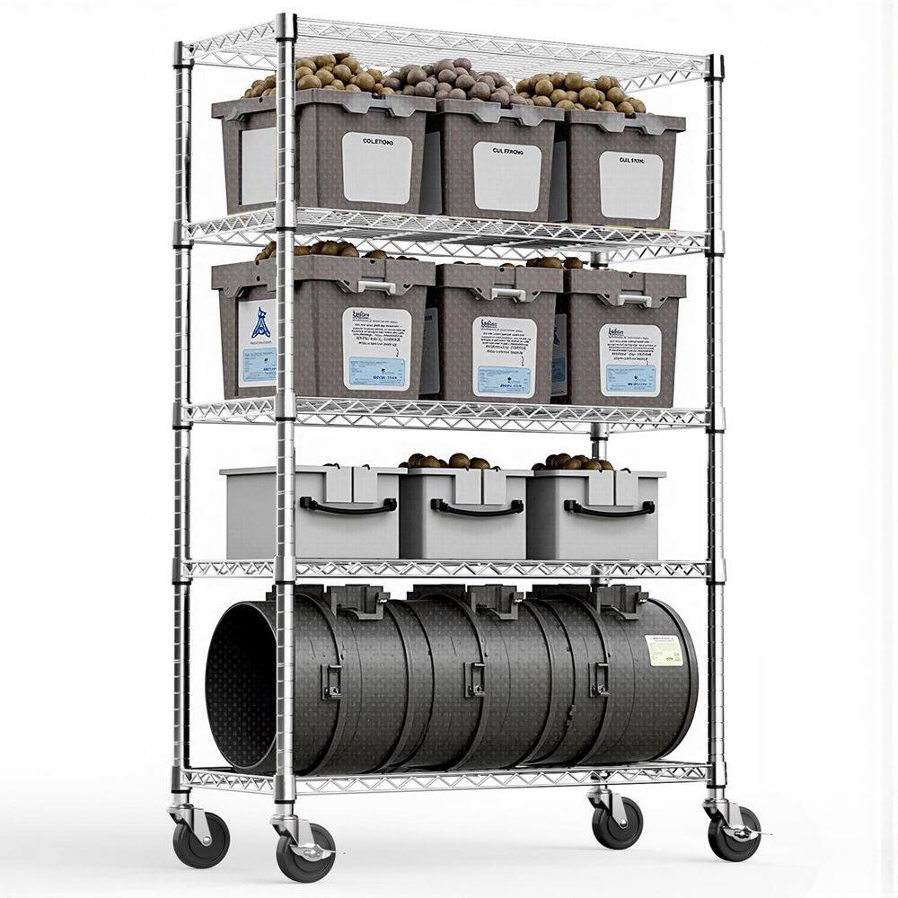 Wire 5-Tiers Steel Adjustable Garage Storage Shelving Unit with Wheels in Chrome (47.2 in. W x 76.8 in. H x 17.7 in. D) price history on PriceWatchPro