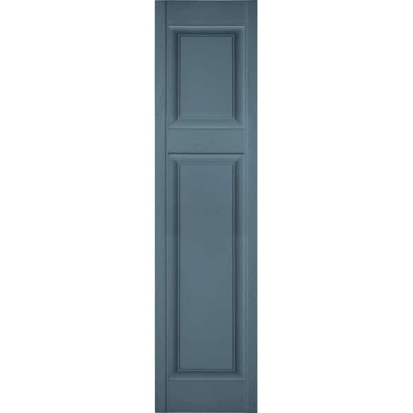 Ekena Millwork 12 in. x 39 in. Lifetime Vinyl Custom Offset Raised Panel Shutters Pair Wedgewood Blue