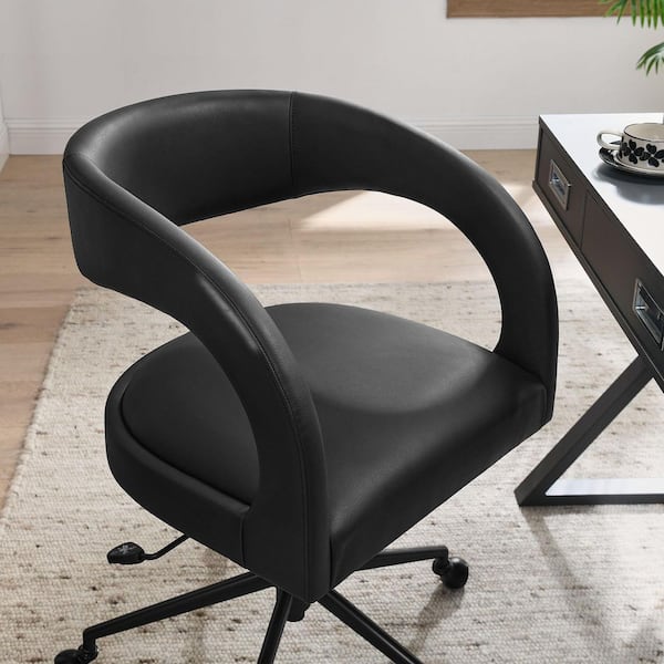 MODWAY Pinnacle Faux Leather Home Office Desk Chair in Black EEI