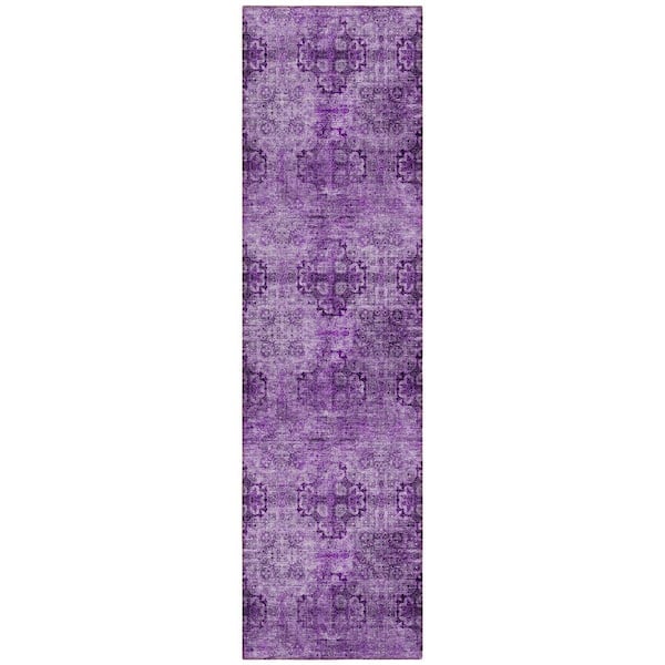 Chantille ACN557 Eggplant 2 ft. 3 in. x 7 ft. 6 in. Machine Washable Indoor/Outdoor Geometric Runner Rug