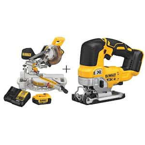 20-Volt MAX Cordless 7-1/4 in. Sliding Miter Saw with (1) 20-Volt Battery 4.0Ah & Cordless Jigsaw