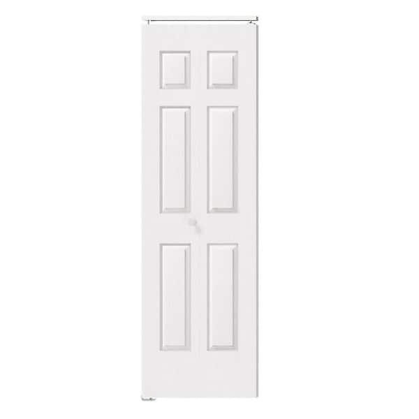 28 in x 80 in 6 Panel, Textured, MDF, White, Hollow Core, Composite, DIY Painted Bi-fold Door with Hardware Kits