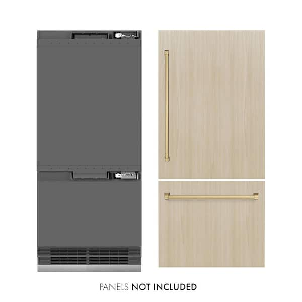 36 in. 19.8 cu. ft. Panel Ready Built-in Bottom Freezer Refrigerator with Graphite Gray Interior and Bronze Accents