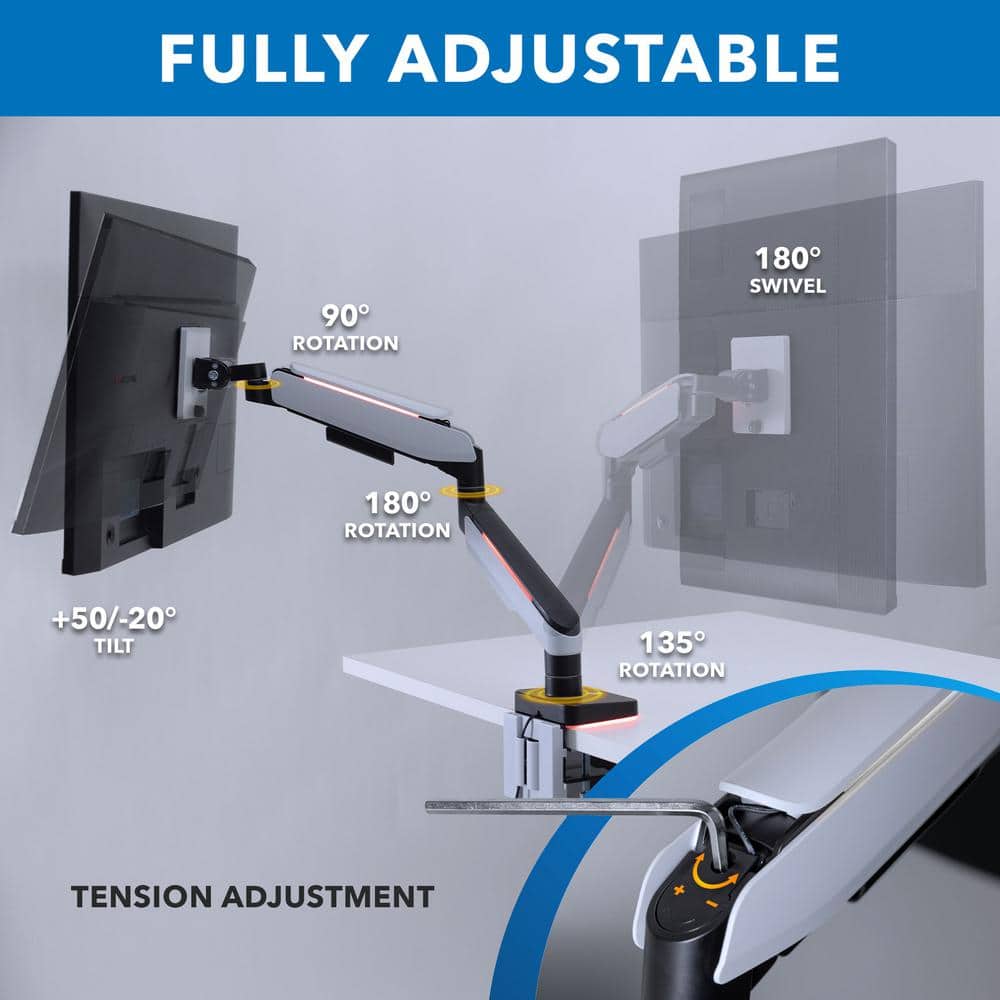 Heavy-Duty Full-Motion Ultrawide Monitor Arm with RGB Lighting