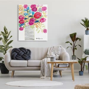 36 in. x 48 in. "Pink and Blue Flower Drawing" by Penny Lane Publishing Canvas Wall Art
