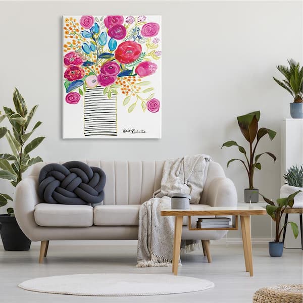 36 in. x 48 in. "Pink and Blue Flower Drawing" by Penny Lane Publishing Canvas Wall Art