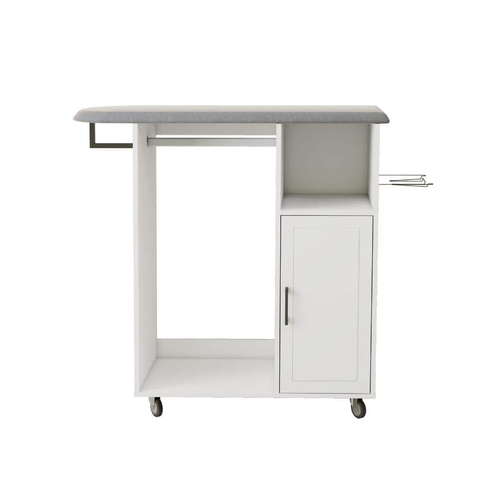 White 40.55 in. Accent Cabinet Office Storage Cabinet with 2 Shelves and Rolling Ironing Board price history on PriceWatchPro