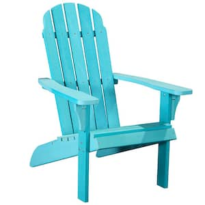 Ultra Durable Weather Resistant Design Folding Adirondack Chair, 300 lb Weight Capacity, Blue (Set of 1)