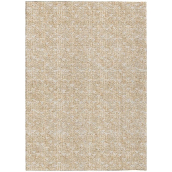 Brown 10 ft. x 14 ft. Geometric Indoor / Outdoor Area Rug
