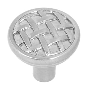 Basket Weave 1-3/8 in. Satin Nickel Round Cabinet Knob