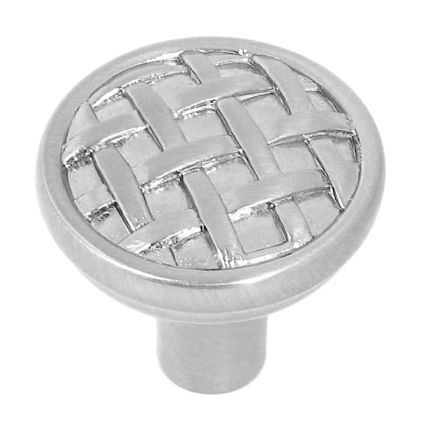 Stone Mill Hardware Basket Weave 1-3/8 in. Satin Nickel Round Cabinet Knob (10-Pack)