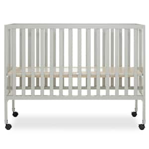 Quinn Full-Size Cool Grey Folding Crib I Removeable Wheels I Modern Nursey I Adjustable Mattress Support