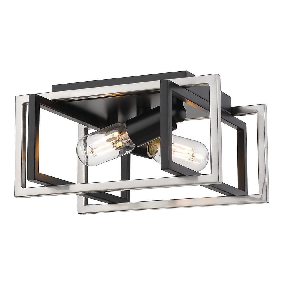 Tribeca Black and Pewter Indoor/Outdoor Flush Mount Light