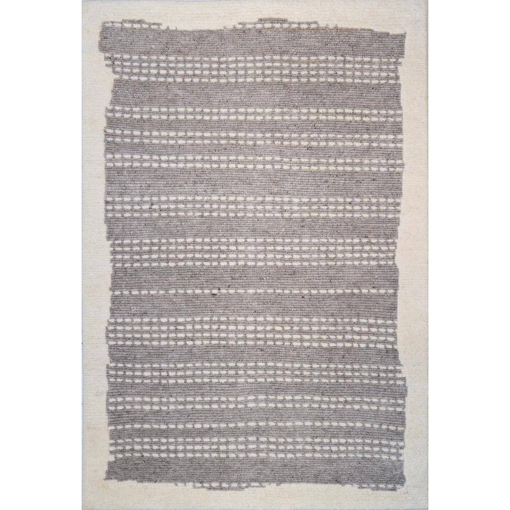 Gray Hand-Knotted Wool Rectangular Area Rug 5' x 7'