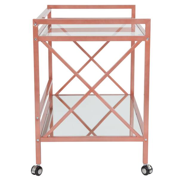 HomeSullivan Champagne Gold Finish Reef Knot Frame And Glass Top And Mirror  Bottom Bar Cart 40E085BS-07 - The Home Depot