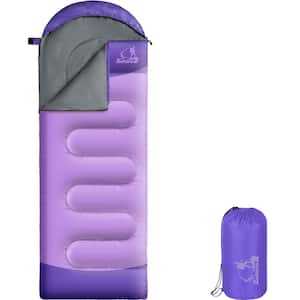 Single 86.6 in. Polyester Waterproof Light-weight Sleeping Bag for Camping, Hiking and Outdoor Travel in Purple