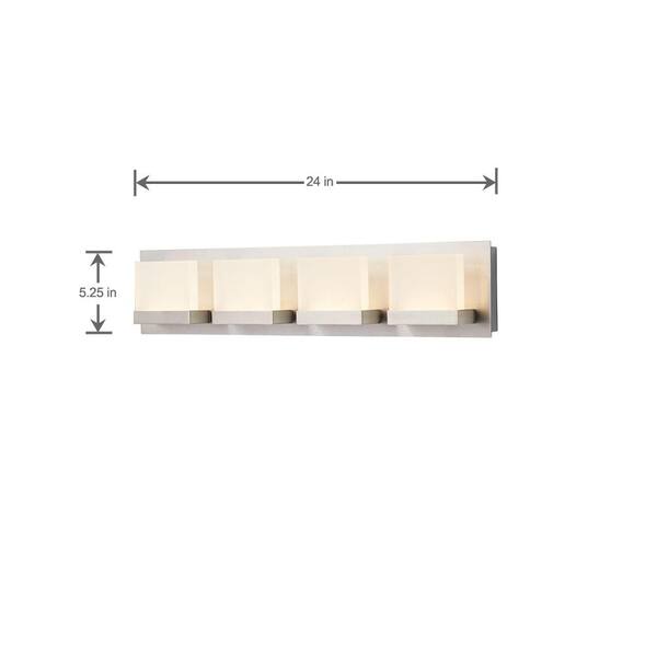 Home Decorators Collection Alberson Collection 4 Light Brushed Nickel Led Vanity Light With Frosted Acrylic Shade 28025 Hbu The Home Depot