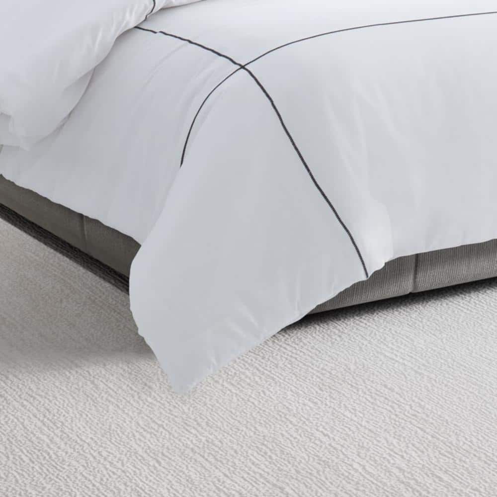 Zig Zag White Cotton Sateen King Comforter Set