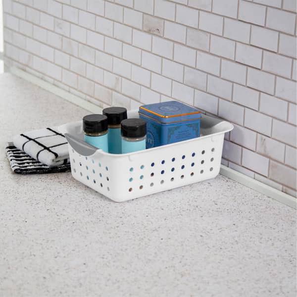 12 Pack Plastic Storage Baskets, Small Baskets for Organizing, Plastic Storage Bins Wicker Pantry Organizer Bins Household Toys for Laundry Room