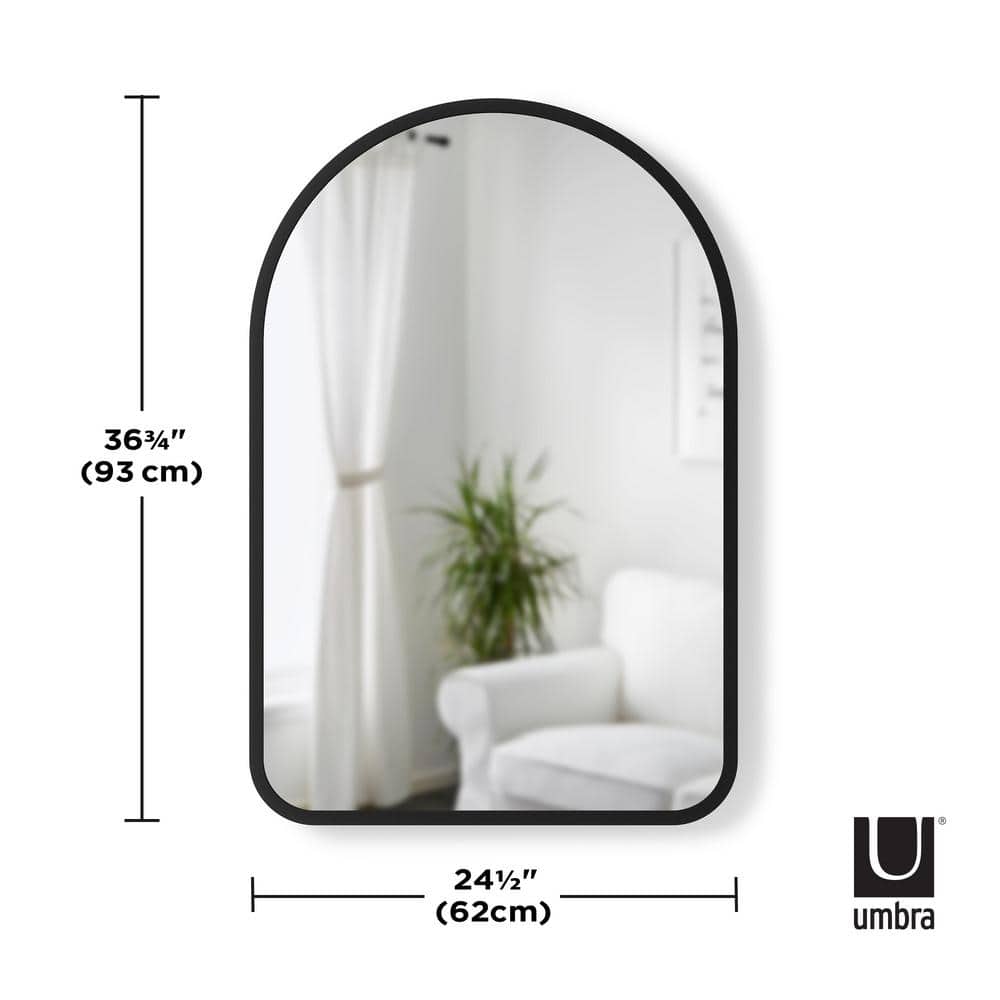 Modern Hub 39.5'' Black Wood Arched Wall Mirror
