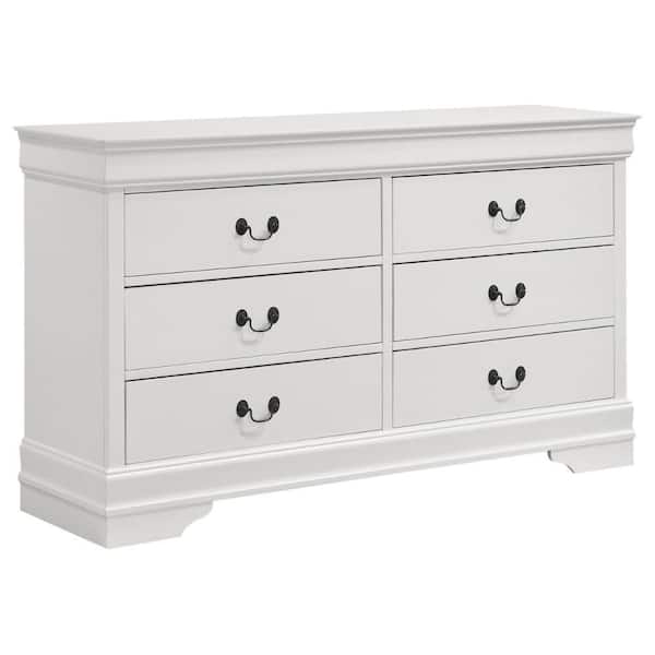 Nim Classic White 6-Drawer 58.25 in. Wide Dresser without Mirror