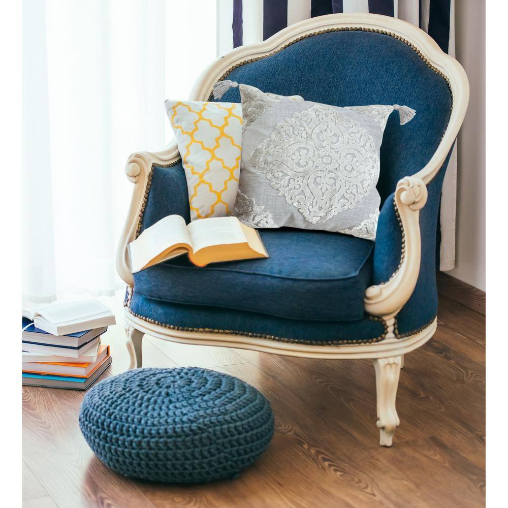 20" Silver Gray Textured Medallion Throw Pillow