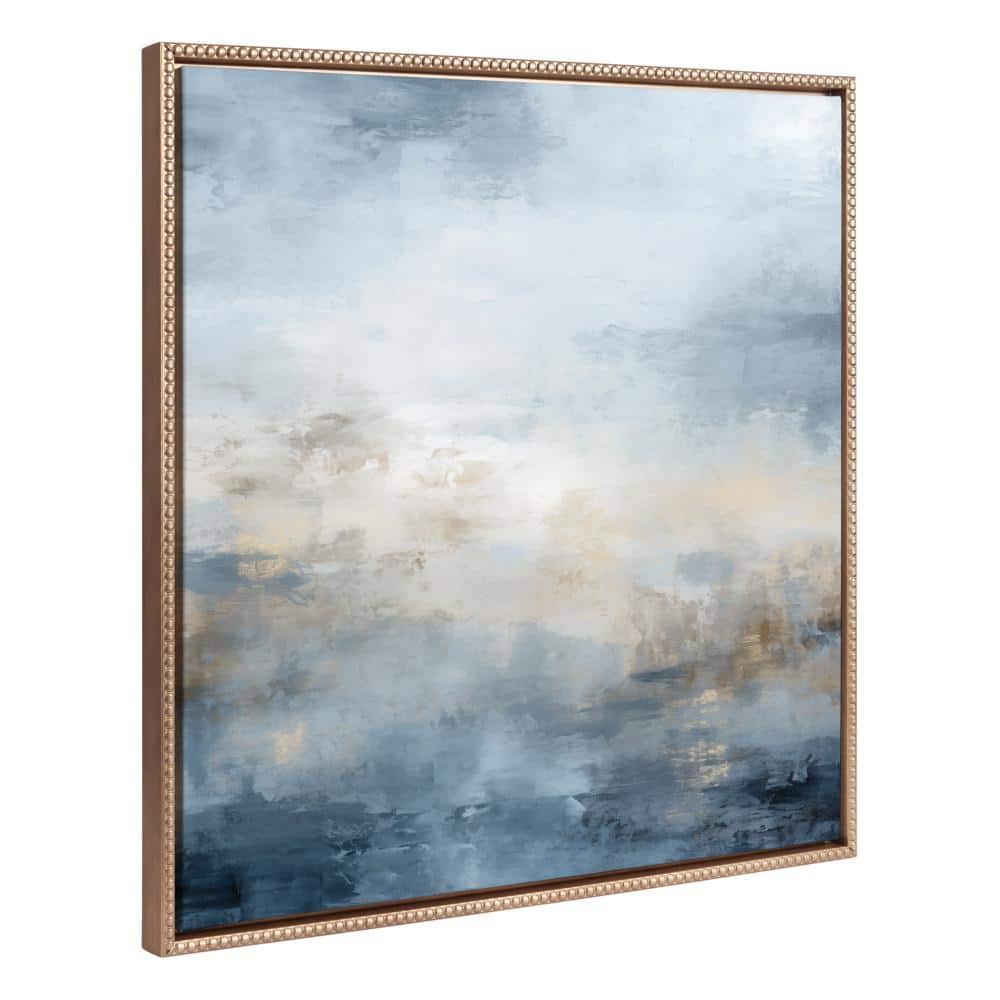 Sylvie Tonal Blue Abstract Framed Canvas Art 30"x30"