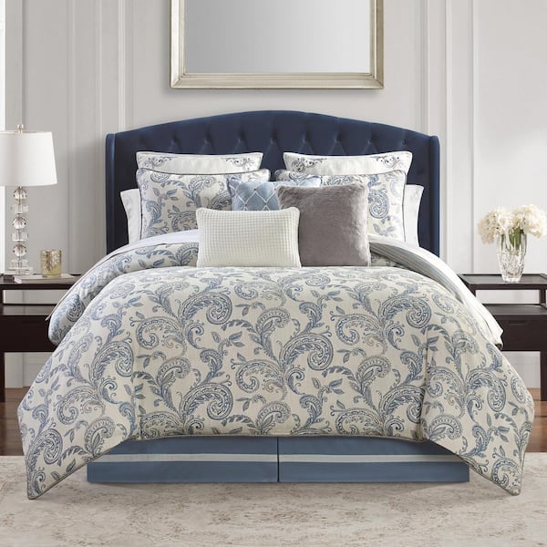 WATERFORD Florence 6-Piece Blue Floral King Comforter Set