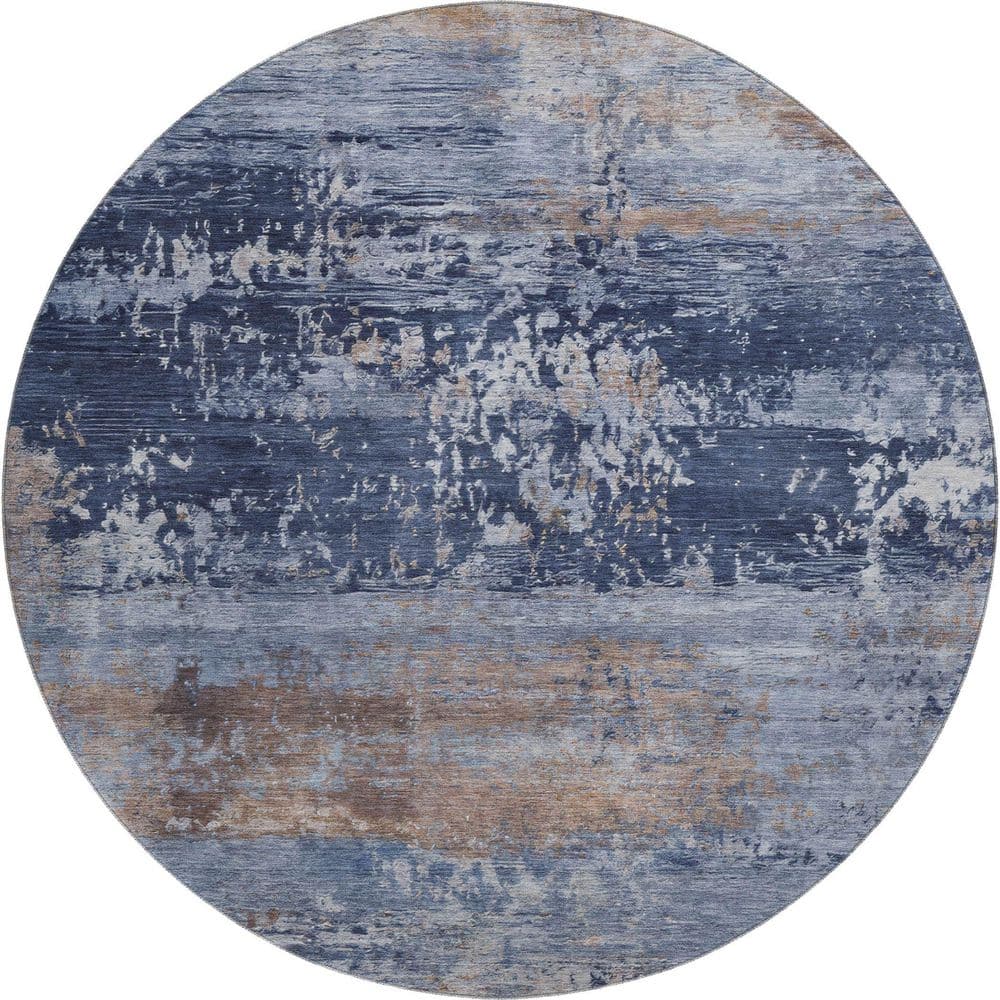 Mayfield Premium Machine Washable Abstract AMF2146 Blue 8 ft. x 8 ft. Round Rug price history on PriceWatchPro