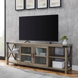 70 in. Grey Wash Composite TV Stand with Storage Doors (Max tv size 78 in.)
