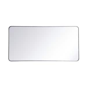 Timeless Home 30 in. W x 60 in. H x modern Soft Corner Metal Rectangle Silver Mirror