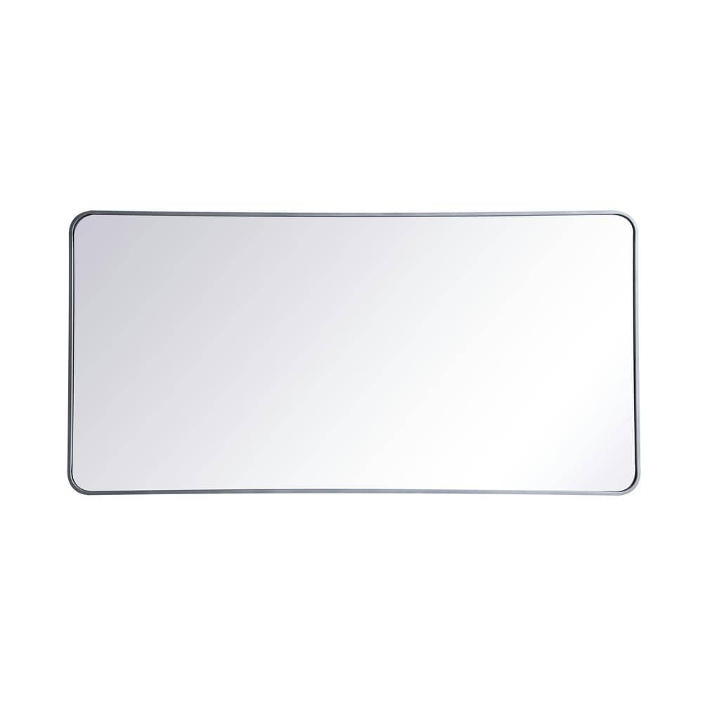 Timeless Home 60 in. H x 30 in. W Silver Modern Soft Corner Rectangular Wal